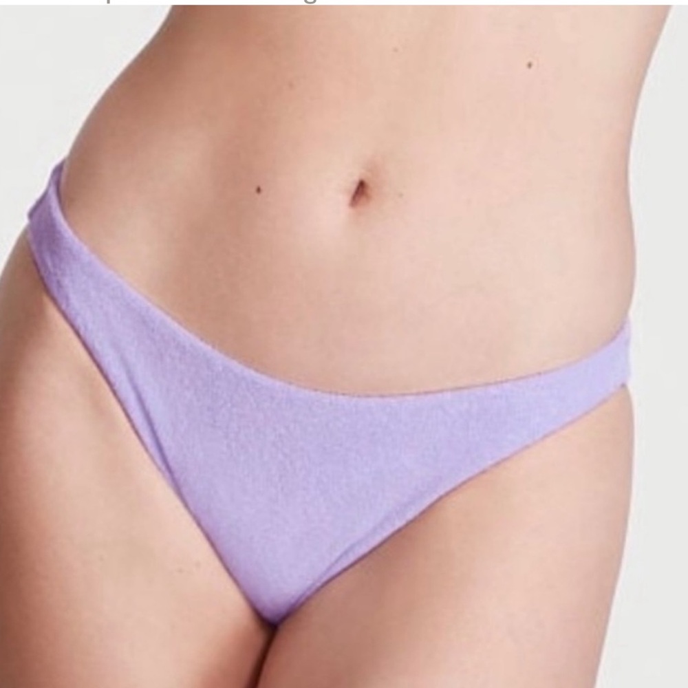 Victorias Secret Small Bikini Bottom Purple Swim French Terry Cloth Swimsuit New
